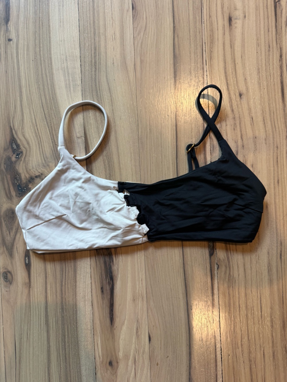 l*space Black and White Two-Tone Bikini Top